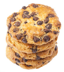 tower of chocolate cookies isolated on a white background