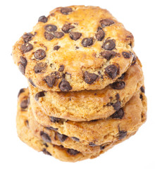 tower of chocolate cookies isolated on a white background