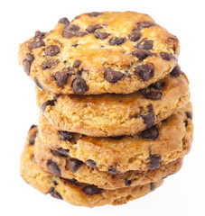 tower of chocolate cookies isolated on a white background
