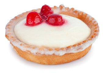 tartlet with panna cotta and raspberries