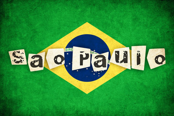 Brasil grunge flag illustration of country with text
