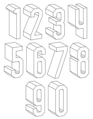 3d black and white geometric numbers made with lines.