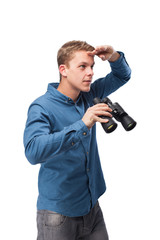 Fototapeta na wymiar cool young-man with binoculars