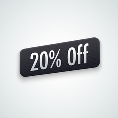 Vector black sticker, badge with 20% off label
