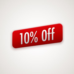 Vector red sticker, badge with 10% off label