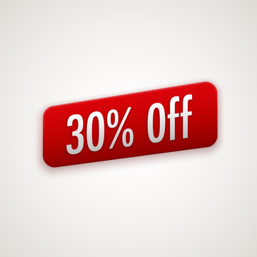 Vector red sticker, badge with 30% off label