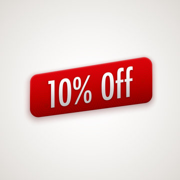 Vector red sticker, badge with 10% off label