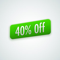 Vector green sticker, badge with 40% off label