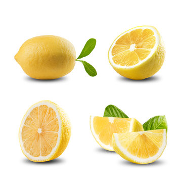Lemon Set on White Background