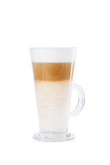 Latte coffee in glass isolated on white