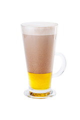 Hot cocoa with honey. Isolated on white backgorund
