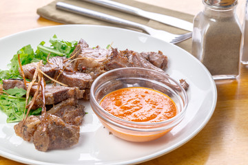 Beef slices with sauce
