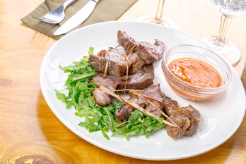 Beef slices with sauce