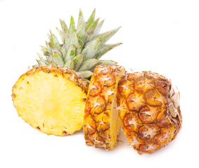 sliced pineapple isolated on a white background