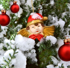 Christmas decoration tree red balls angel