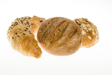 3 Frühstück Brötchen als Freisteller