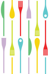 Cutlery and cooking icons vector seamless pattern background