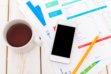 top view of working place elements 