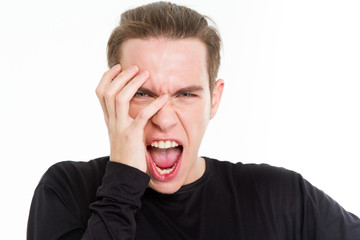 Portrait of a crazy man looking at camera