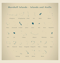 Modern Map - Marshall Islands with Atolls and Islands MH