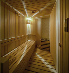 Fototapeta premium The interior of a sauna