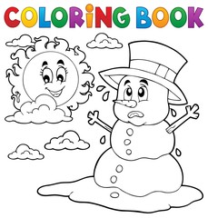 Coloring book melting snowman 1