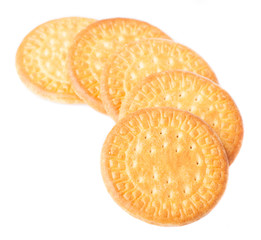 tower os biscuits laying on a white background
