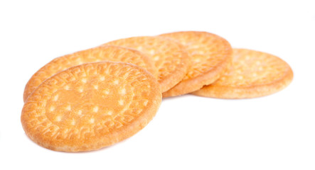 tower os biscuits laying on a white background