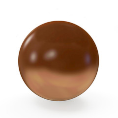 One large chocolate ball isolated on white background 