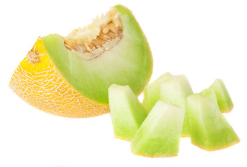 sliced melon isolated on a white background