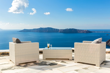 Fototapeta na wymiar Romantic venue overlooking the sea, Greece