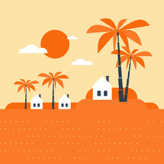Obraz premium Small tribe. Tiny village in a hot southern land. Might be in Africa, Asia or Estland.