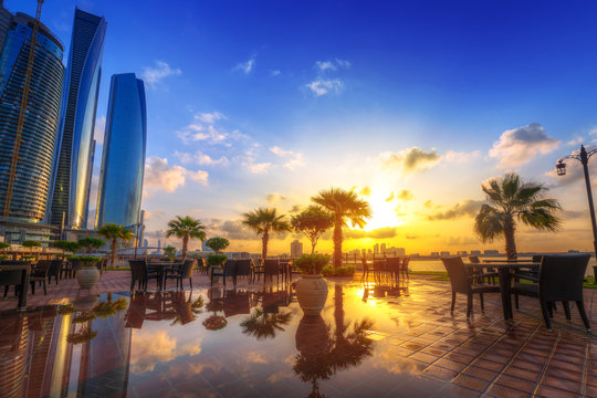 Abu Dhabi, The Capital Of United Arab Emirates At Sunrise