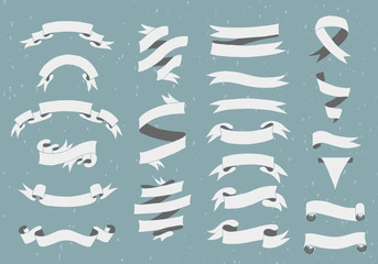 Hand-drawn ribbon banners set. 