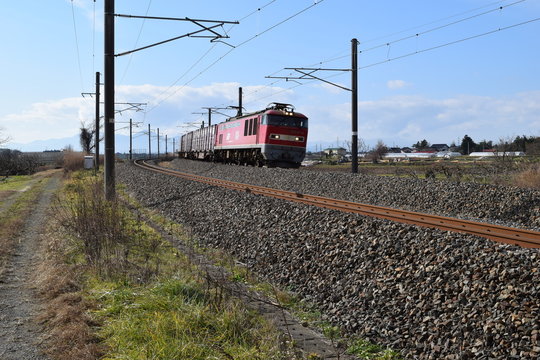 羽越本線の線路（複線）／山形県の庄内地方で羽越本線の線路（複線）を撮影した、ローカルイメージの写真です。