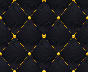 Black Quilted Seamless Vector Pattern