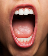 prefect teeth of a pretty girl closeup