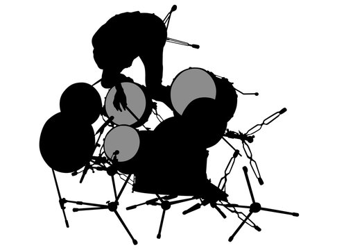 Drum kit for rock band on a white background