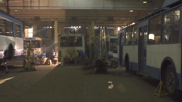 Old bus repair workshop.