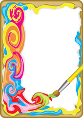 Фон для диплома или благодарственного письма с палитрой, перемешанными красками и кистью