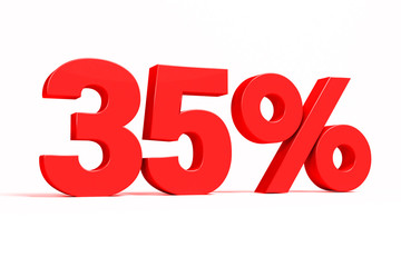 Red 3d 35% text on white background. See whole set for other numbers.
