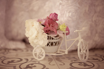 Beautiful flower decoration in mini bicycle