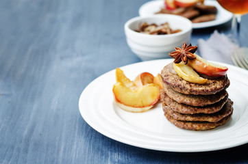 Liver pancakes with caramelized onions and apples