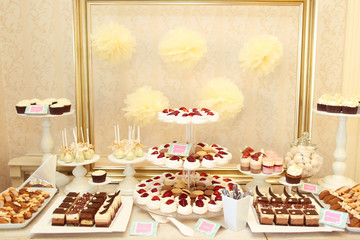 Delicious sweets on candy bar