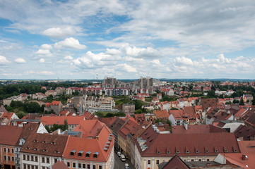 Fototapeta na wymiar Goerlitz old town, from above. Looking Poland.