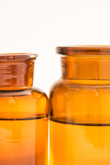 Old fashioned medicine glass bottles