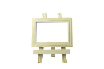 wooden desktop picture frame isolated on white