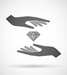 Two hands protecting or giving a diamond