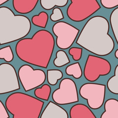 Funny pink hearts seamless pattern for Valentines day