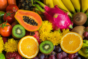 Ripe fruits and vegetables organics for healthy